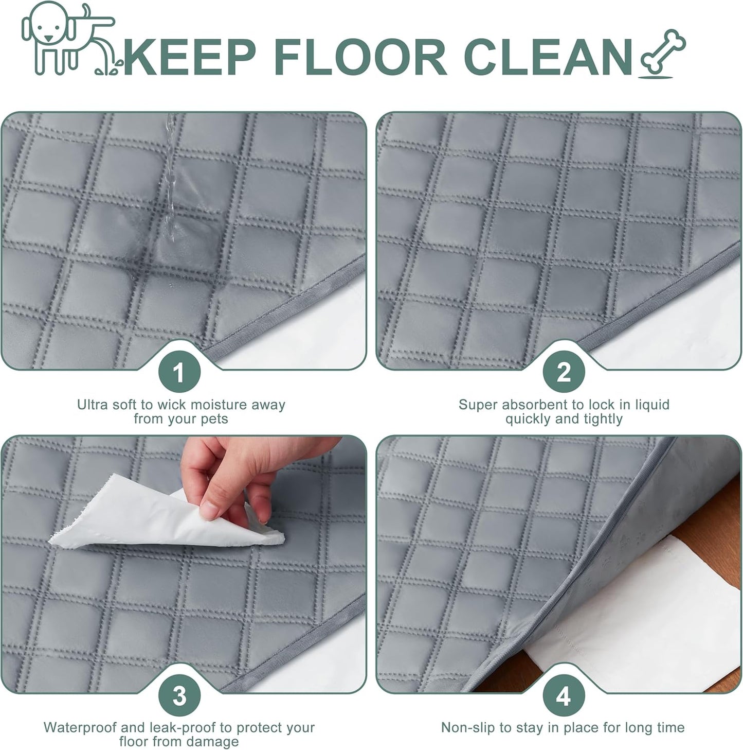 Premium Reusable Washable Dog Pee Pads - Large/Extra Large 36'' x 41'' - 2 Pack of Absorbent, Non-Slip, Waterproof Training Pads for Leak-Proof Potty Solutions