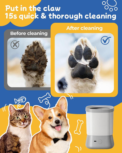 Revolutionary Electric Dog Paw Cleaner - 2 Speed Automatic Washer for Small to Large Pets (Grey)