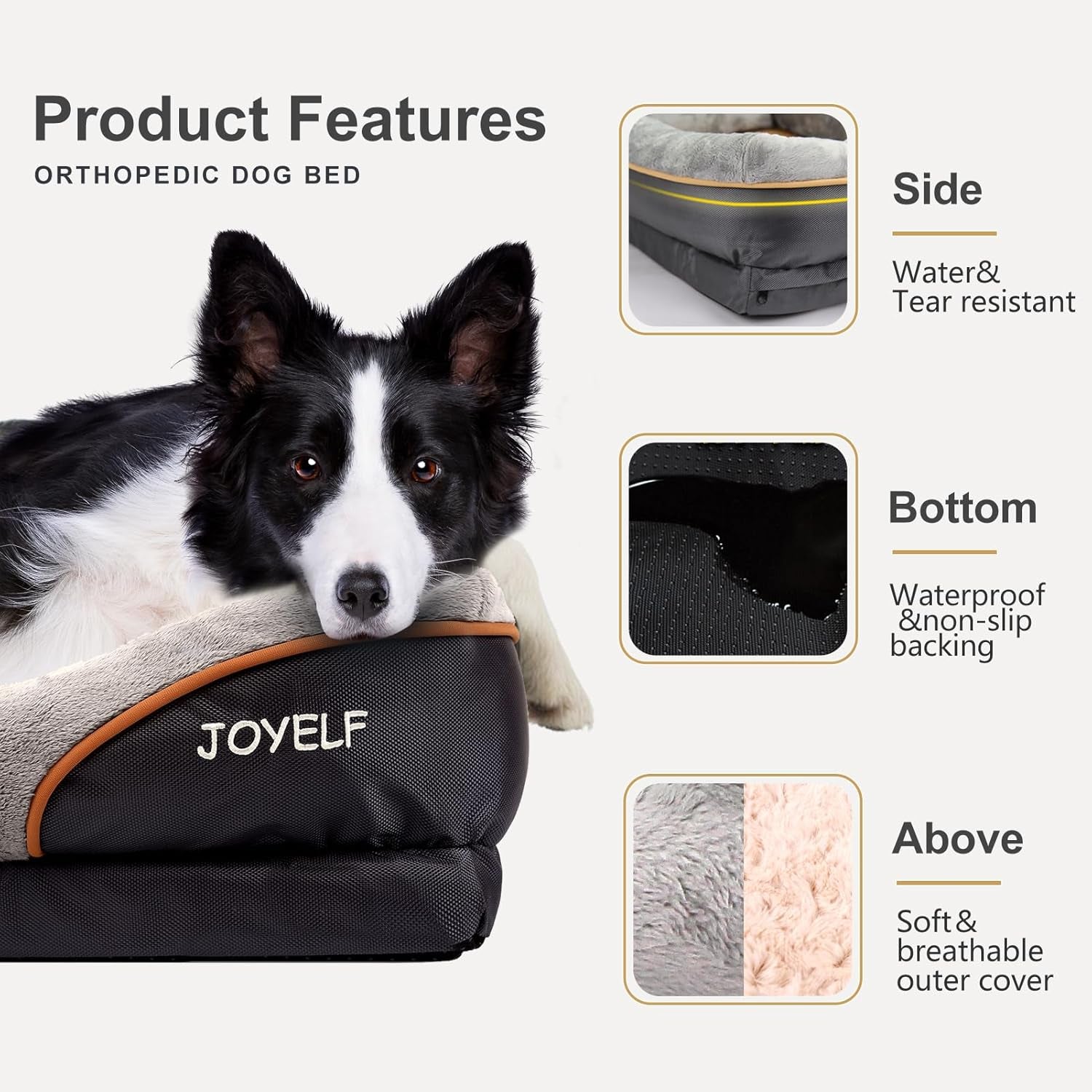 Luxurious Large Memory Foam Dog Bed - Orthopedic Comfort with Removable Washable Cover & Bonus Squeaker Toy!