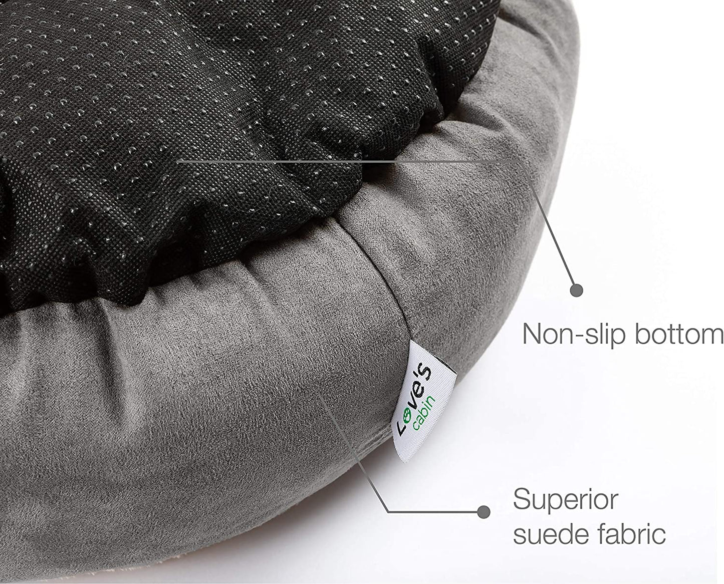 Cozy Round Donut Bed for Cats and Small Dogs - 20-Inch Anti-Slip & Water-Resistant Cushion in Luxurious Grey