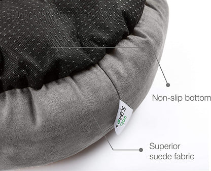 Cozy Round Donut Bed for Cats and Small Dogs - 20-Inch Anti-Slip & Water-Resistant Cushion in Luxurious Grey