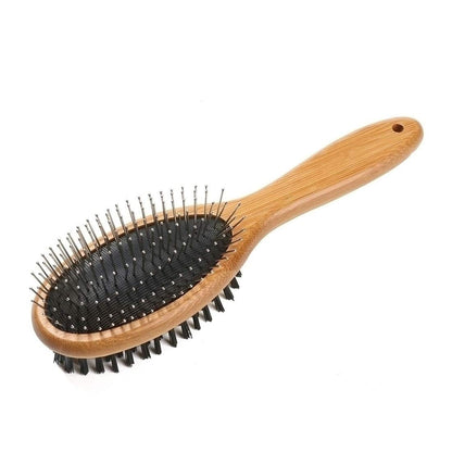 Kylepet Double-Sided Dog and Cat Grooming Brush with Bamboo Handle - Effortlessly Remove Shedding, Tangles, and Dead Undercoat for Long-Haired Pets