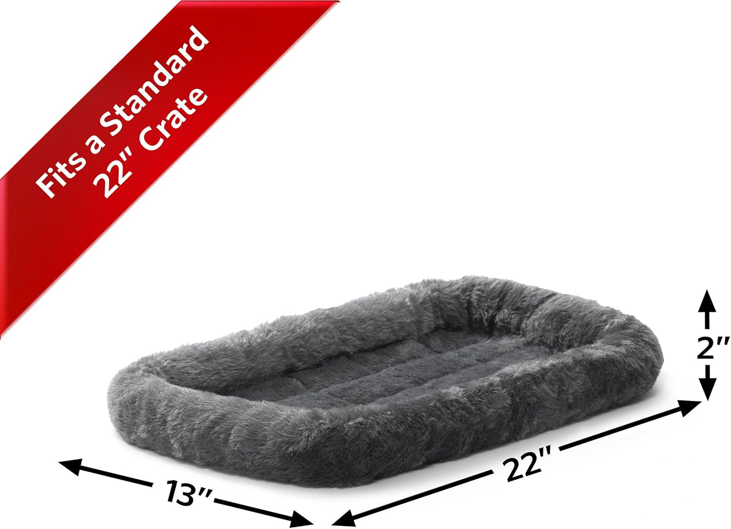 Cozy Gray Faux Fur Bolster Dog Bed - Perfect for Small Dogs and Cats, Machine Washable and Travel Friendly
