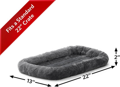 Cozy Gray Faux Fur Bolster Dog Bed - Perfect for Small Dogs and Cats, Machine Washable and Travel Friendly