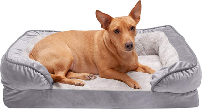Luxurious Orthopedic Dog Bed for Medium Dogs - Removable Bolsters & Washable Cover, Perfect Comfort Sofa in Granite Gray for Dogs up to 35 lbs