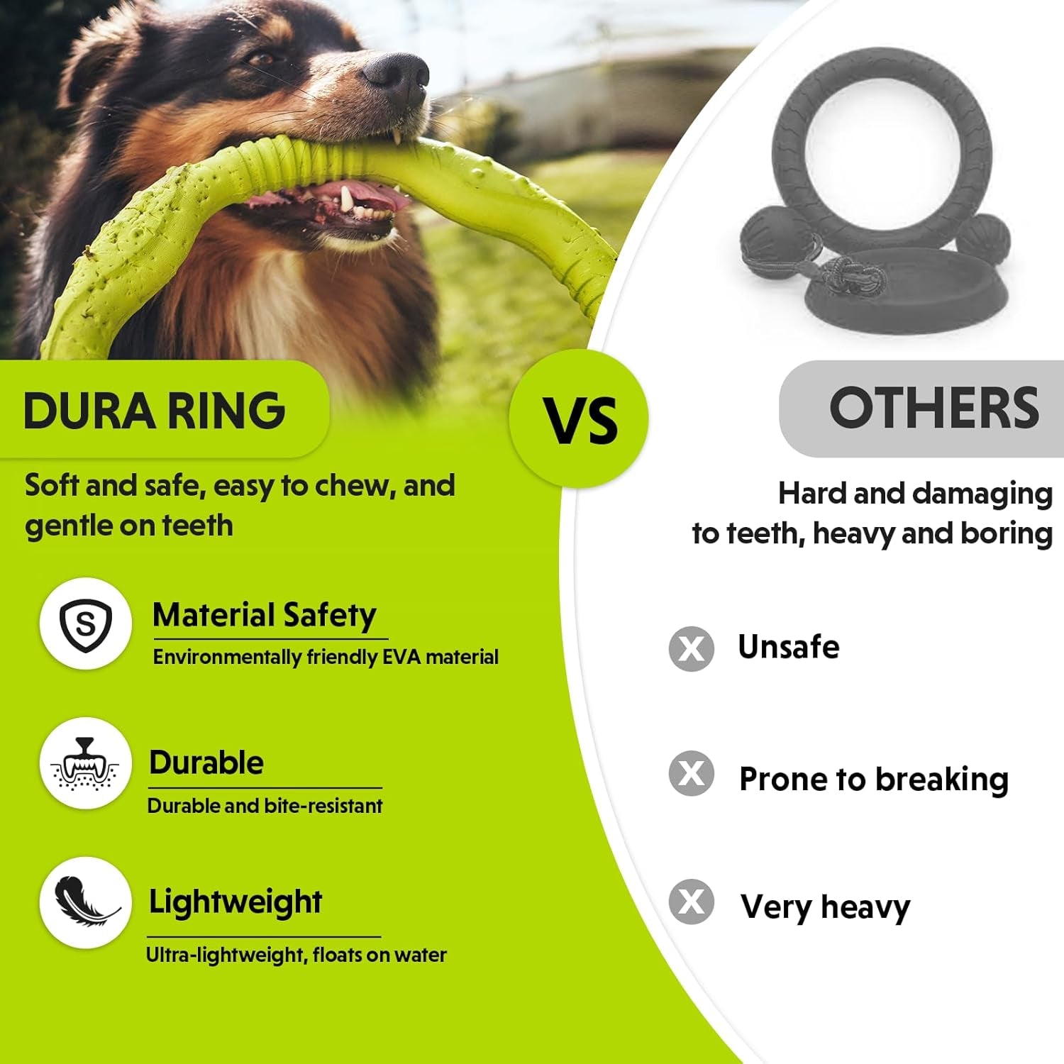 Exciting Green Dog Ring Toy - Durable Soft Flying Disc for Fun Fetching and Water Play, Perfect for Medium to Large Breeds!