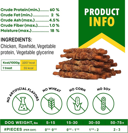 Irresistible Chicken-Wrapped Rawhide Sticks - Grain-Free Chew Treats for Dogs (10.6 Oz) - Perfect for Training & All Occasions