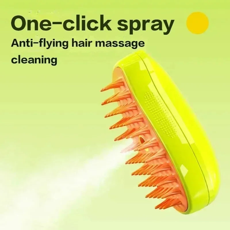 Experience Ultimate Pet Care with the 3-in-1 Cat Dog Steamy Brush - Electric Sprayer for Grooming and Massage!