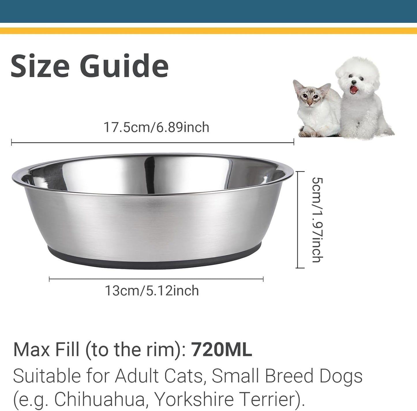 Stylish and Lightweight Stainless Steel Cat Bowls - Perfect for Your Feline Friend, 2 Pack