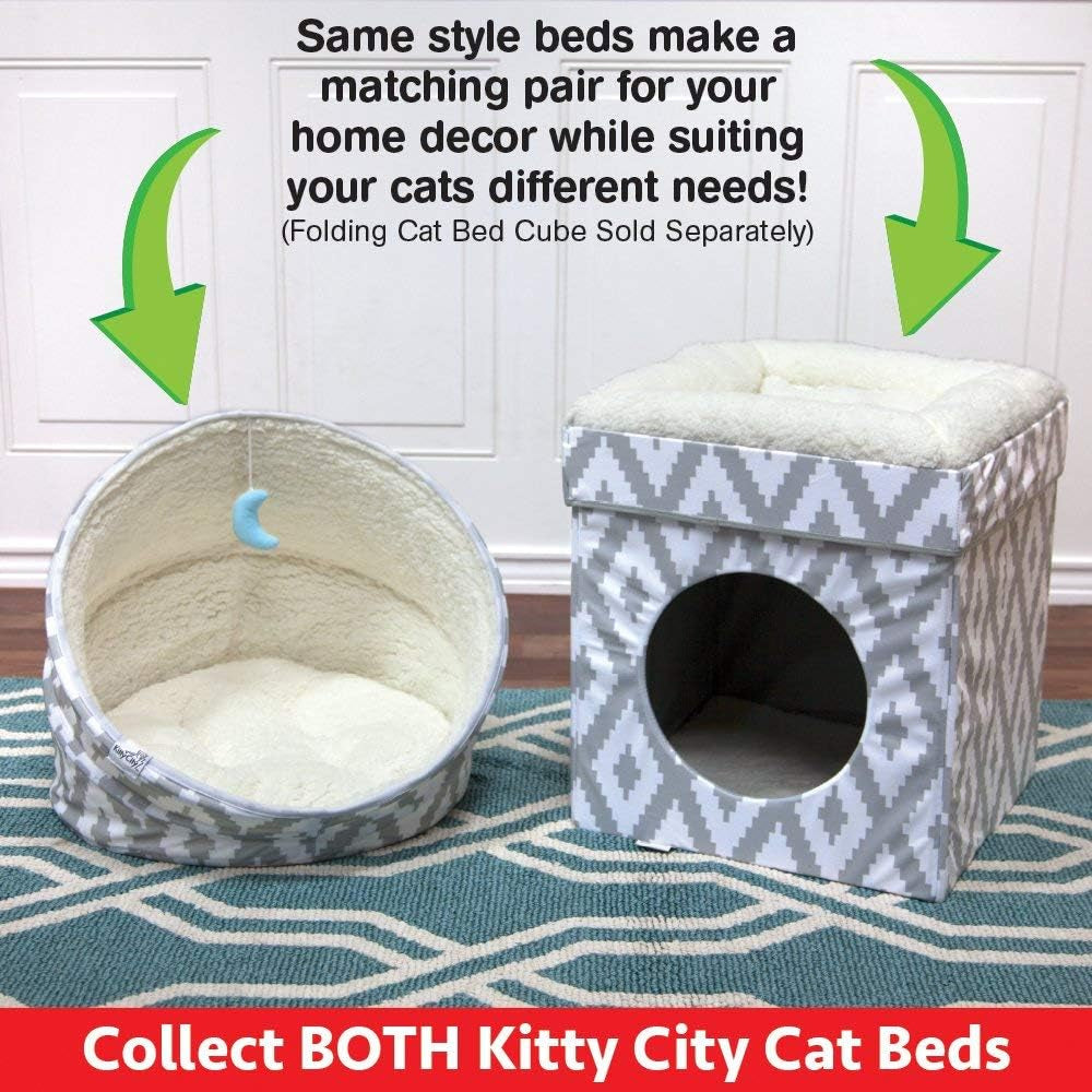 Cozy Indoor Cat Cube Furniture - Stylish White & Gray Cat Hideaway