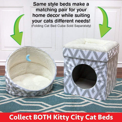 Cozy Indoor Cat Cube Furniture - Stylish White & Gray Cat Hideaway