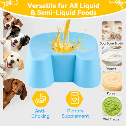 Revolutionize Mealtime with Our Silicone Slow Feeder Bowl for Dogs - Non-Skid Ball-In Lick Design, Perfect for Bone Broth & Yogurt, Anxiety Relief for Small to Large Dogs (Blue) - Mid Year Sale!