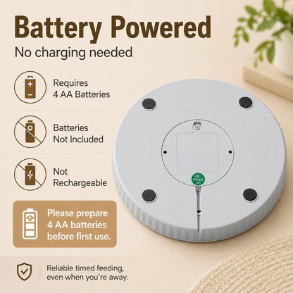 Revolutionize Mealtime with the 6-Meal Timed Automatic Cat Feeder - Indoor Detachable Rotating Food Dispenser for Cats and Small Dogs, Complete with Ice Packs and Battery Power!