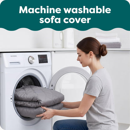 Ultimate Water-Resistant Reversible Sofa Cover for Pets - Stylish Gray Mist Couch Protector with Secure Straps and Easy-Care Machine Washable Fabric