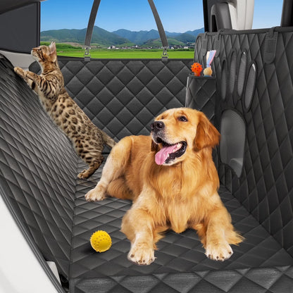Ultimate Dog Car Hammock - Waterproof, Scratch-Resistant, and Non-Slip Back Seat Protector with Side Flaps and Seatbelt Safety