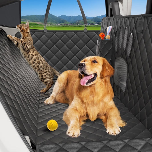 Ultimate Dog Car Hammock - Waterproof, Scratch-Resistant, and Non-Slip Back Seat Protector with Side Flaps and Seatbelt Safety