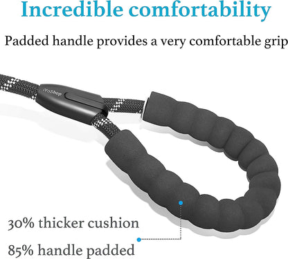 Ultimate Durable Slip Lead Dog Leash with Padded Handle and Reflective Threads - Perfect for Training and No-Pull Control (1/2" x 6 FT, Black)