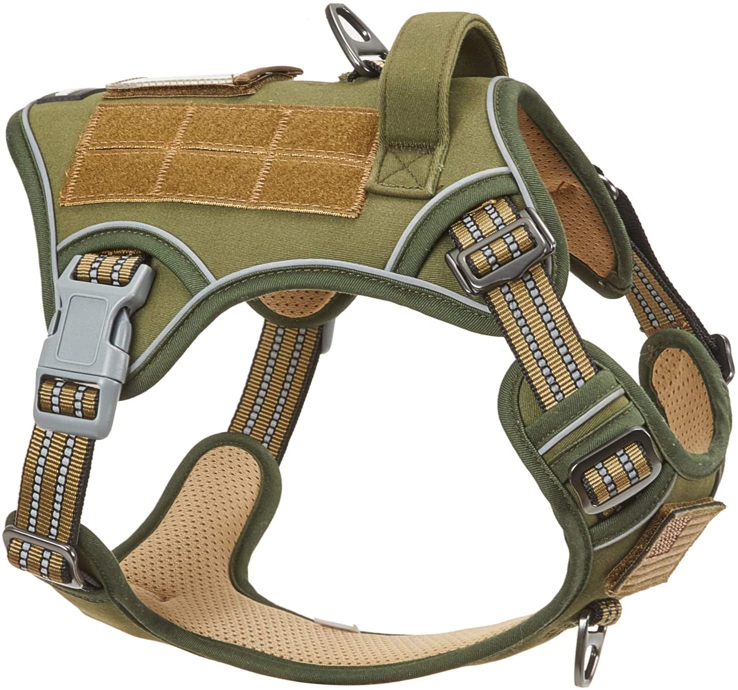 Ultimate Tactical Dog Harness for Medium Dogs - No Pull, Adjustable, and Reflective for Safe Training and Walks in Green