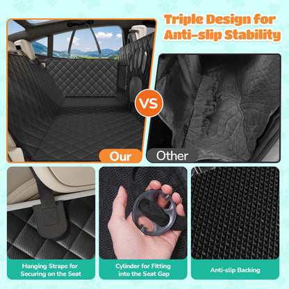 Ultimate Dog Car Hammock - Waterproof, Scratch-Resistant, and Non-Slip Back Seat Protector with Side Flaps and Seatbelt Safety