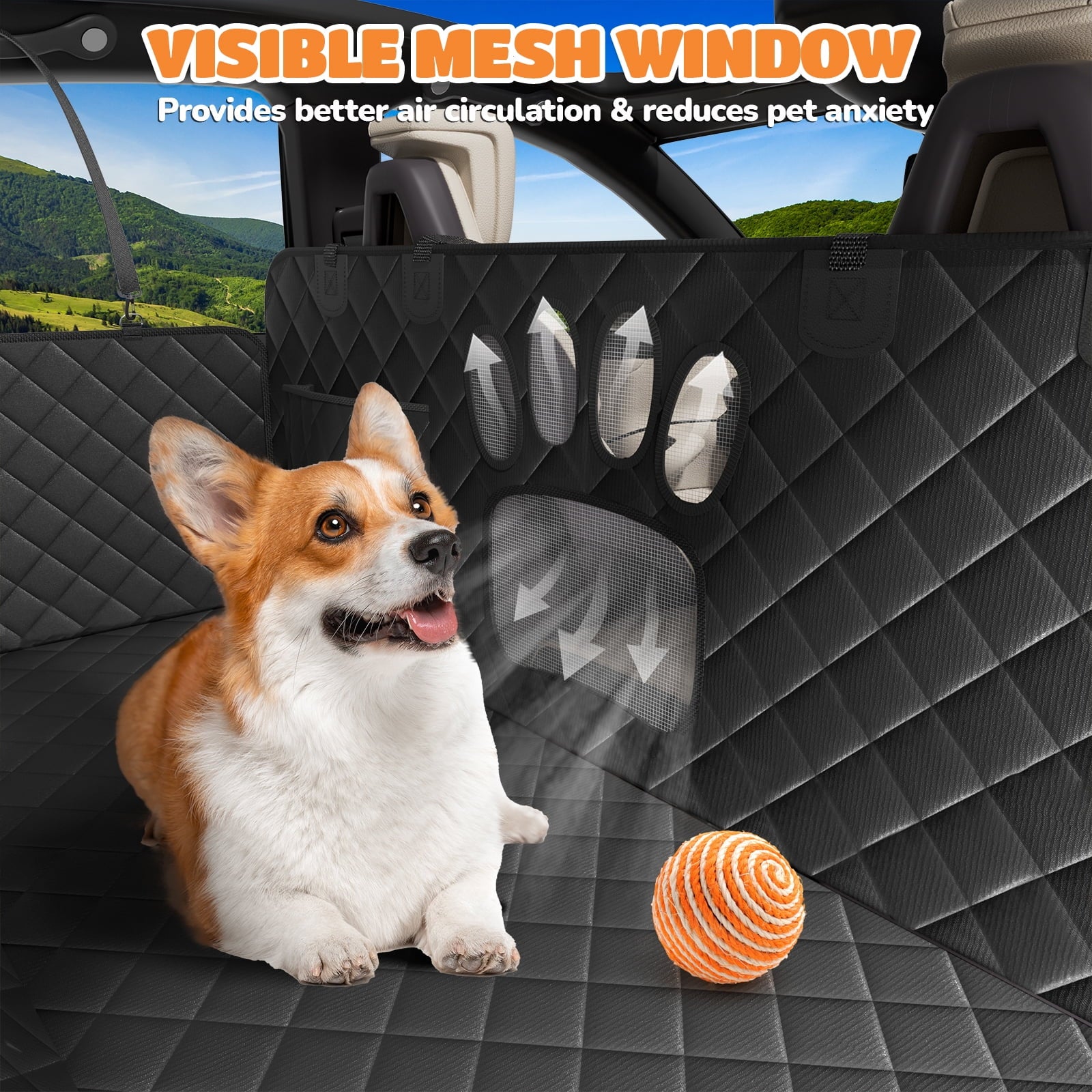 Ultimate Dog Car Hammock - Waterproof, Scratch-Resistant, and Non-Slip Back Seat Protector with Side Flaps and Seatbelt Safety