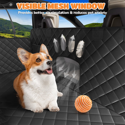 Ultimate Dog Car Hammock - Waterproof, Scratch-Resistant, and Non-Slip Back Seat Protector with Side Flaps and Seatbelt Safety