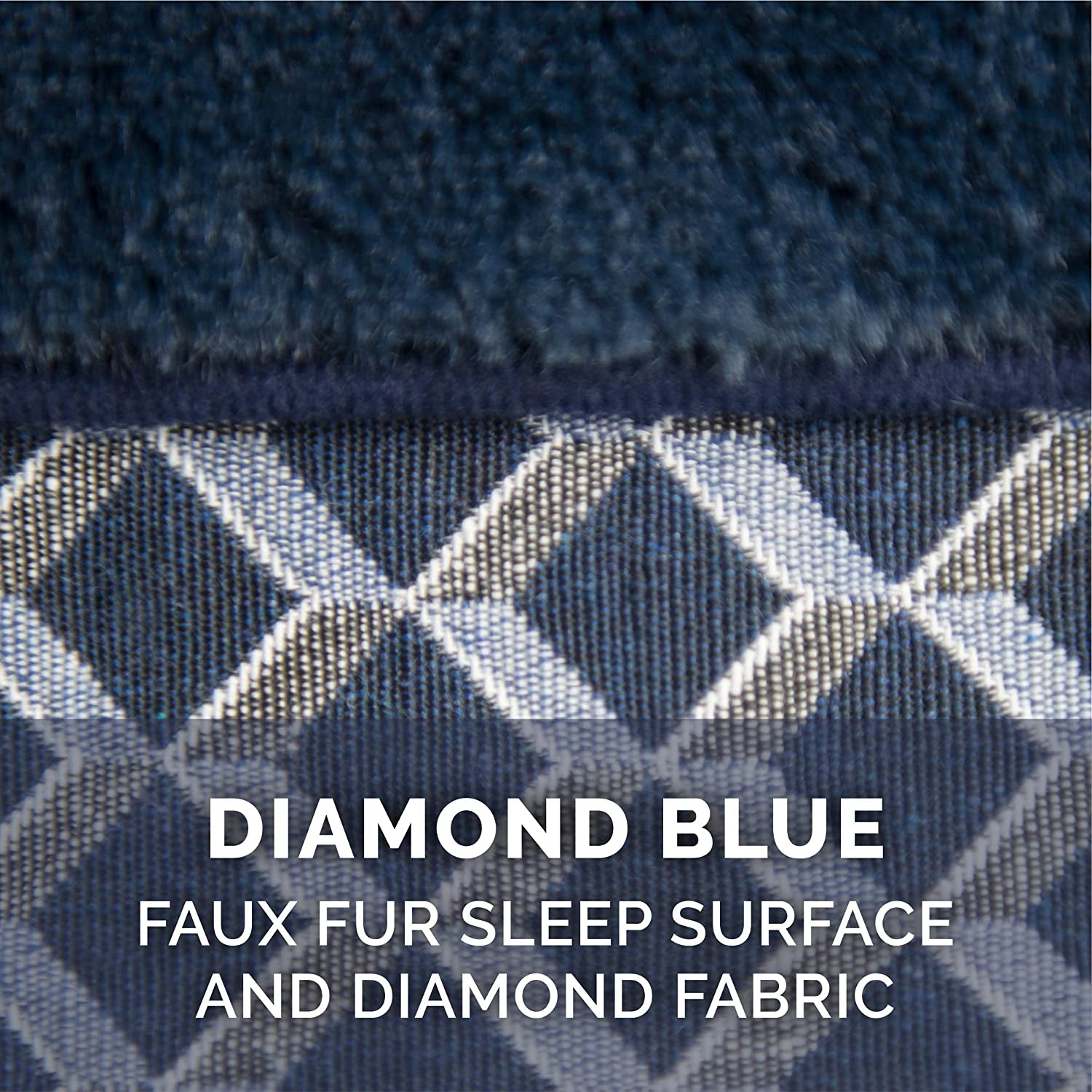 Luxurious Jumbo Dog Bed with Removable Bolsters & Washable Cover - Plush Diamond Blue Comfy Couch for Large Dogs and Cats