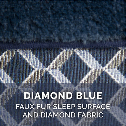 Luxurious Jumbo Dog Bed with Removable Bolsters & Washable Cover - Plush Diamond Blue Comfy Couch for Large Dogs and Cats