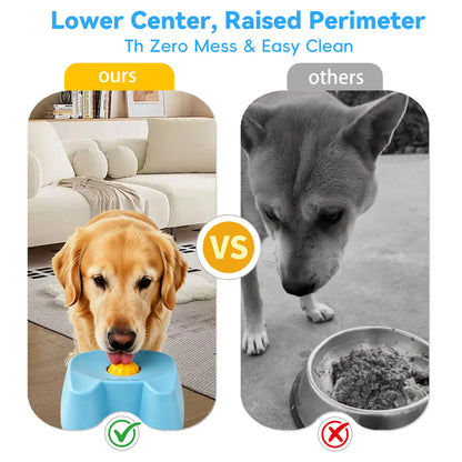Revolutionize Mealtime with Our Silicone Slow Feeder Bowl for Dogs - Non-Skid Ball-In Lick Design, Perfect for Bone Broth & Yogurt, Anxiety Relief for Small to Large Dogs (Blue) - Mid Year Sale!