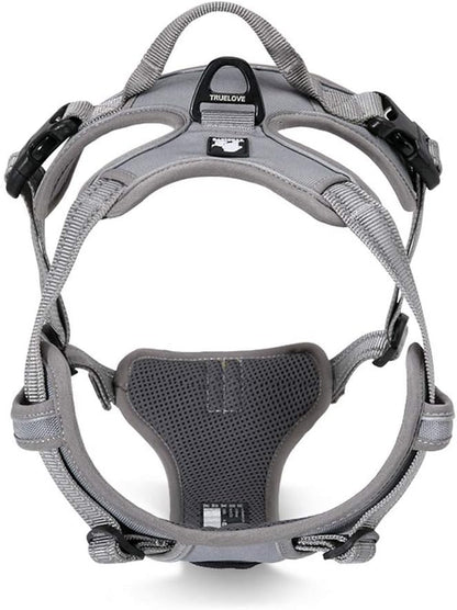 Truelove TLH5651 Adjustable No-Pull Dog Harness - Reflective, Comfortable, and Stylish for Large Breeds in Gray