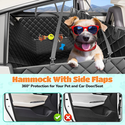 Ultimate Dog Car Hammock - Waterproof, Scratch-Resistant, and Non-Slip Back Seat Protector with Side Flaps and Seatbelt Safety