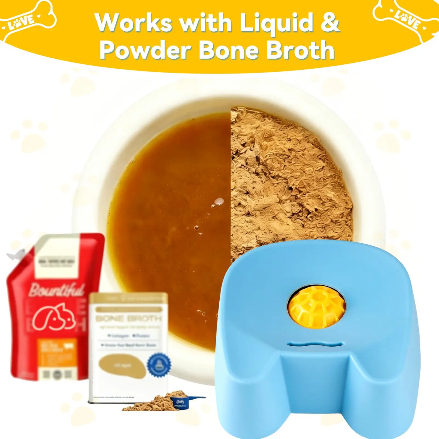 Revolutionize Mealtime with Our Silicone Slow Feeder Bowl for Dogs - Non-Skid Ball-In Lick Design, Perfect for Bone Broth & Yogurt, Anxiety Relief for Small to Large Dogs (Blue) - Mid Year Sale!