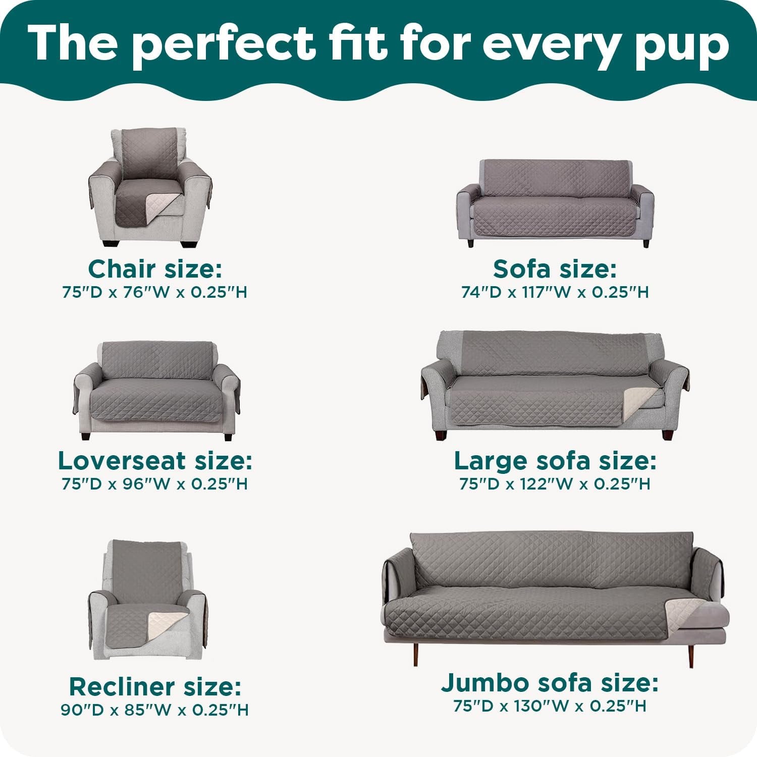Ultimate Water-Resistant Reversible Sofa Cover for Pets - Stylish Gray Mist Couch Protector with Secure Straps and Easy-Care Machine Washable Fabric