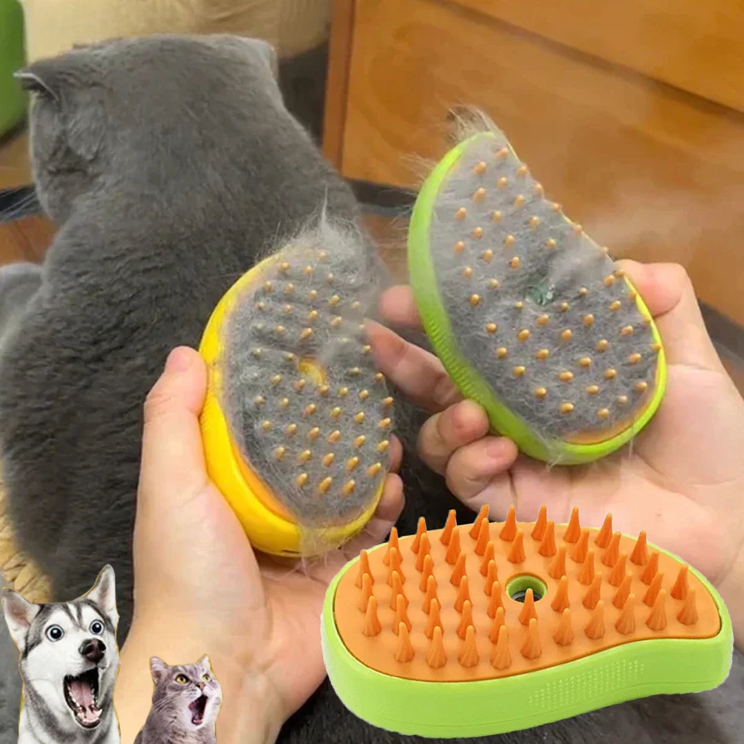 Experience Ultimate Pet Care with the 3-in-1 Cat Dog Steamy Brush - Electric Sprayer for Grooming and Massage!