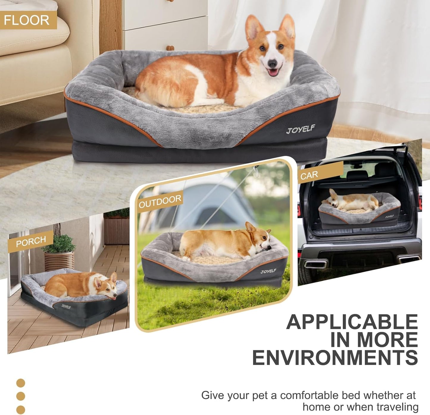 Luxurious Large Memory Foam Dog Bed - Orthopedic Comfort with Removable Washable Cover & Bonus Squeaker Toy!