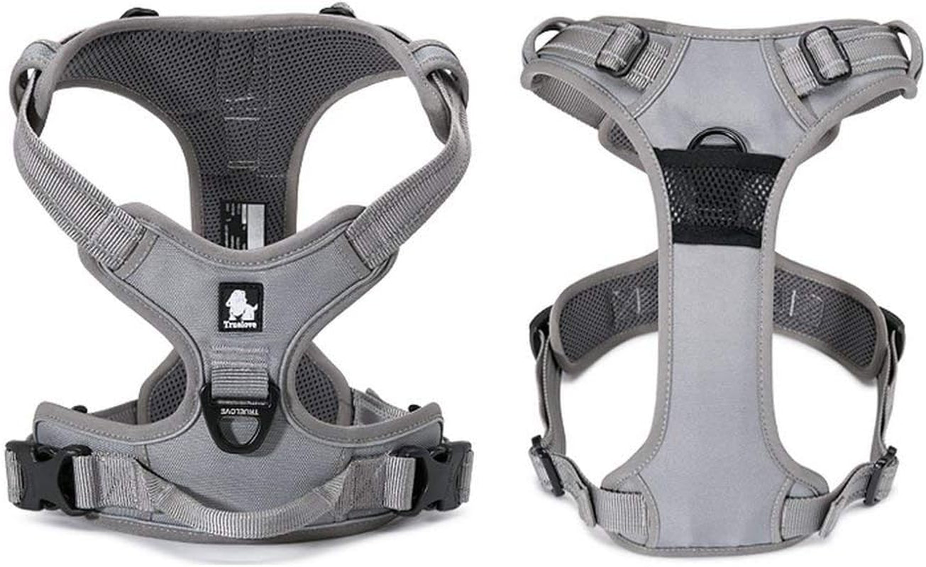 Truelove TLH5651 Adjustable No-Pull Dog Harness - Reflective, Comfortable, and Stylish for Large Breeds in Gray
