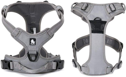 Truelove TLH5651 Adjustable No-Pull Dog Harness - Reflective, Comfortable, and Stylish for Large Breeds in Gray