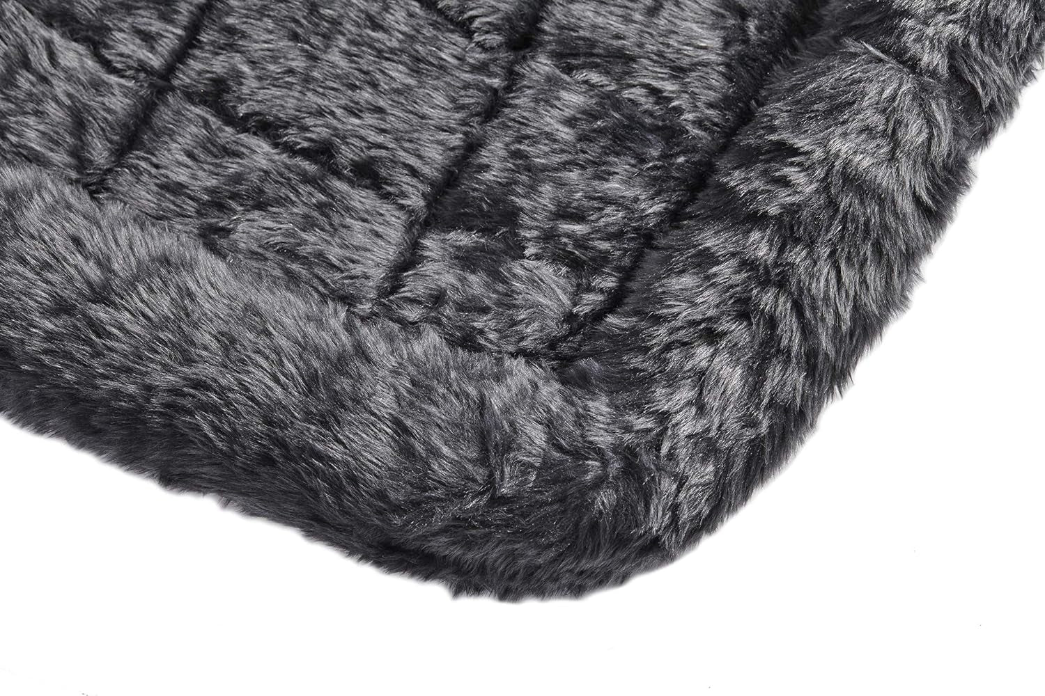 Cozy Gray Faux Fur Bolster Dog Bed - Perfect for Small Dogs and Cats, Machine Washable and Travel Friendly