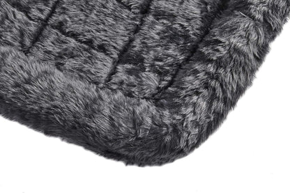 Cozy Gray Faux Fur Bolster Dog Bed - Perfect for Small Dogs and Cats, Machine Washable and Travel Friendly
